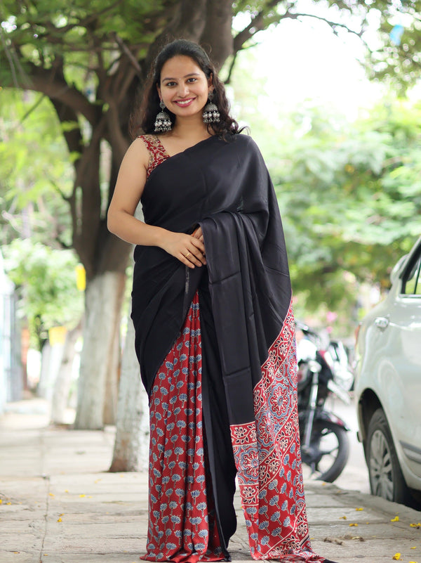 Ajrakh Modal Silk Saree